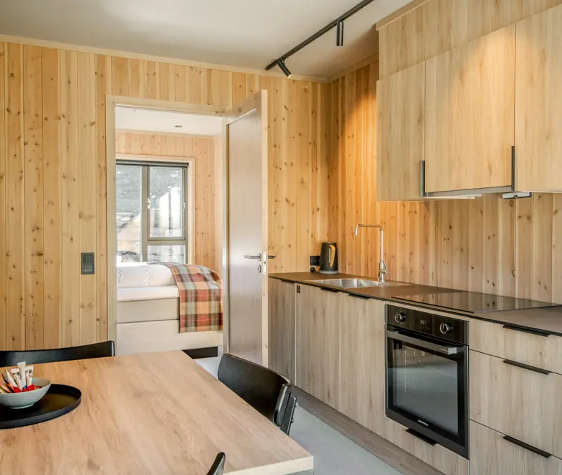 Kjøkken på familierom på Filefjellstuene