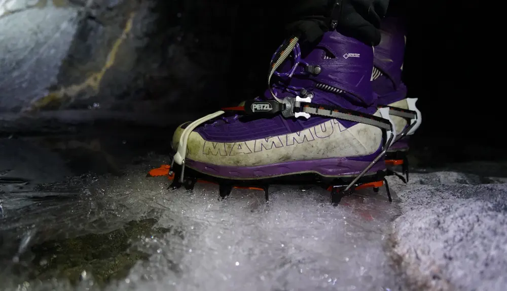 Crampons and ice in Owemigen. 