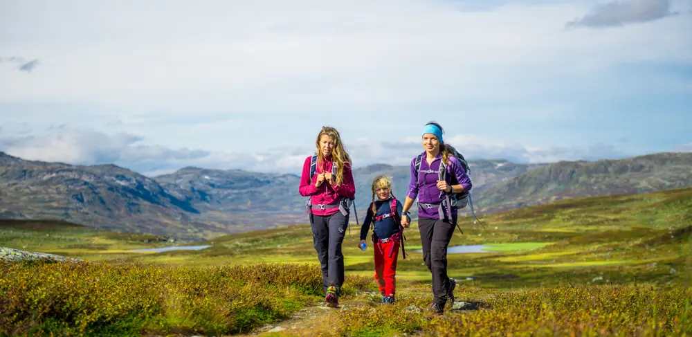 Family on a trip on Kongevegen over Filefjell