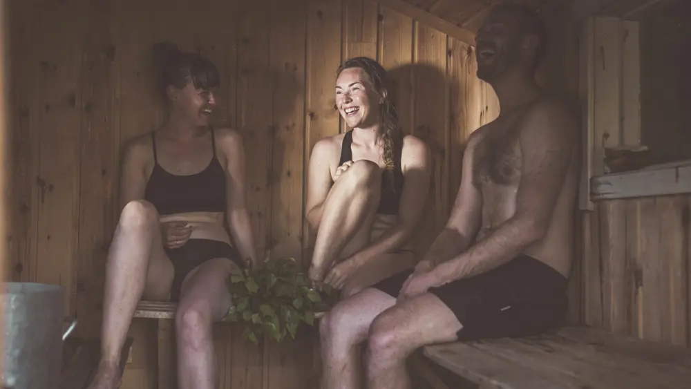 Warm and pleasant atmosphere in the sauna. 